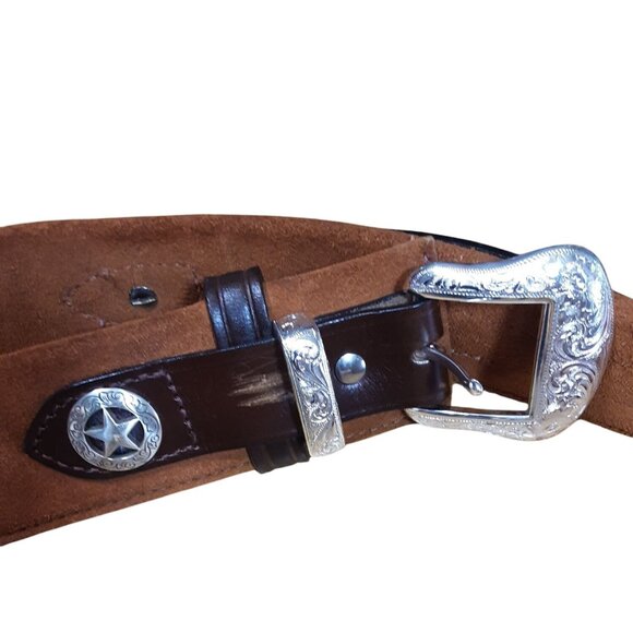 Kirkpatrick Marshal Cross Draw Ammo Leather Belt 357 CAL USA Size 36 Silver Tone - Picture 13 of 16